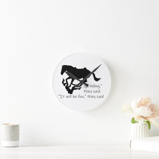 乗馬馬の行こうおもしろいな引用文 ラウンド壁時計 (ホーム)