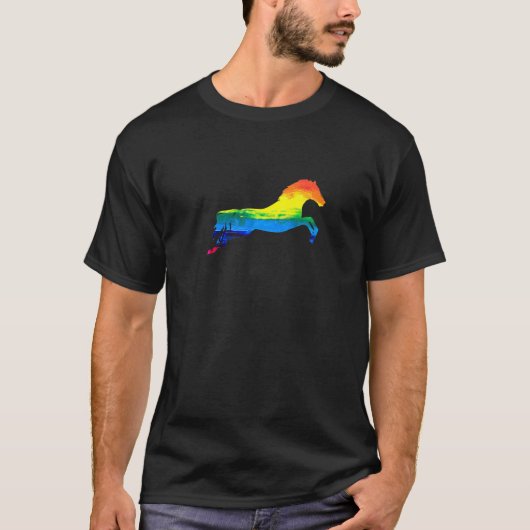 乗馬馬馬馬乗馬Teeレインボージャンピングホ Tシャツ (正面)