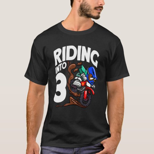 乗馬3誕生日ダートバイクボーイモトクロスビル Tシャツ (正面)