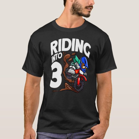 乗馬3誕生日ダートバイクボーイモトクロスビル Tシャツ (正面)