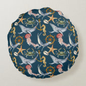 乗馬、船車、クジラ、カニ、ヒトデ ラウンドクッション (裏面)