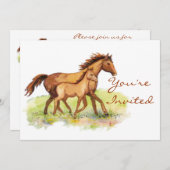 乗馬 馬と子馬の招待状 招待状 (正面/裏面)