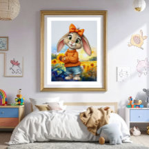 乙女のウサギのひまわり畑