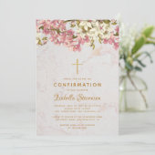 乙女の確認 花のクロス ピンクのラン  대리석 招待状 (スタンド正面)