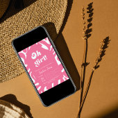 乙女の祭典！ ローズピンクのチェック柄のギンガムのベイビーシャワー 招待状