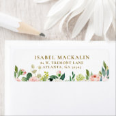 乙女の頬を染めるようなピンクの素朴な花柄のファームハウス カントリー ラベル (インサイチュ)