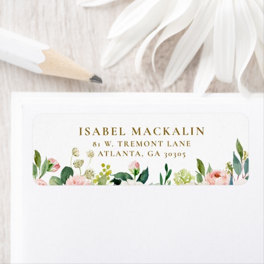 乙女の頬を染めるようなピンクの素朴な花柄のファームハウス カントリー ラベル (インサイチュ)