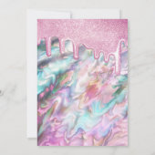 乙女ピンク ティール パール オパール グリッター ドリップス スウィート16 招待状 (裏面)