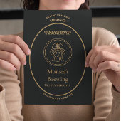 乙女座のゴールド アポテカリー ラベル パーソナライズド ポストカード