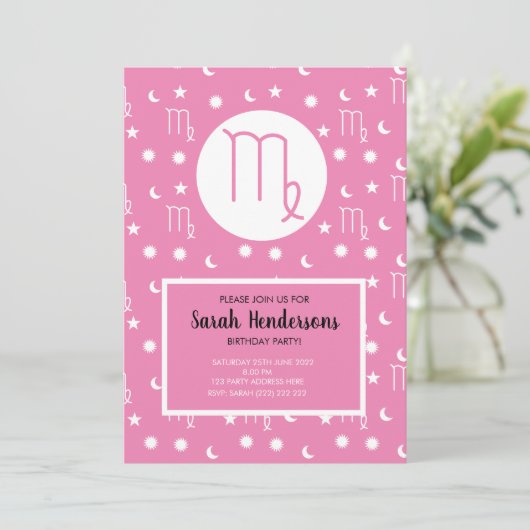 乙女座の星座 地のエレメント 招待状テンプレート 招待状 (スタンド正面)