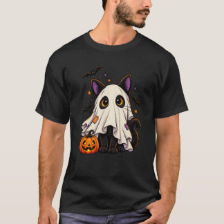 九つの命では足りない!幽霊ネコのハロウィンTシャツ Tシャツ