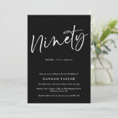 九クラシック十白黒90誕生日 招待状 (スタンド正面)