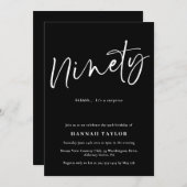 九クラシック十白黒90誕生日 招待状 (正面/裏面)