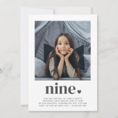 九ハート – スクウェア写真誕生日招待状 招待状 (正面)