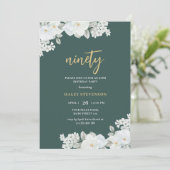 九万緑&金ゴールドホワイトフローラ誕生日 招待状 (スタンド正面)