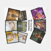 九写真テンプレート及び文字製カスタムパーソナライズされた フリースブランケット (正面(横))