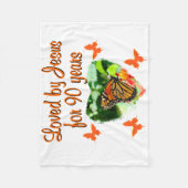 九十バタフライ誕生日 フリースブランケット (正面)