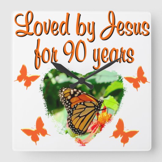 九十誕生日蝶 スクエア壁時計 (正面)