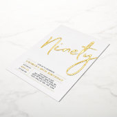 九十 |モダン金ゴールド90th誕生日パーティー 箔招待状 (回転した状態)