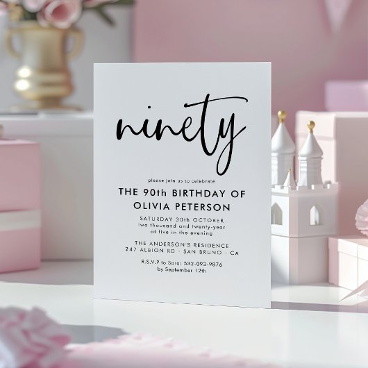 九十 | 第90回モダン白黒バースデーパーティー マグネット招待状