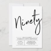 九十 |金ゴールドモダンブラシ90th誕生日パーティー 招待状 (正面)