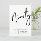 九十 |金ゴールドモダンブラシ90th誕生日パーティー 招待状 (スタンド正面)