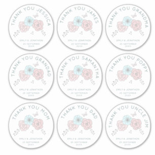 九大名感謝してい花結婚 シール