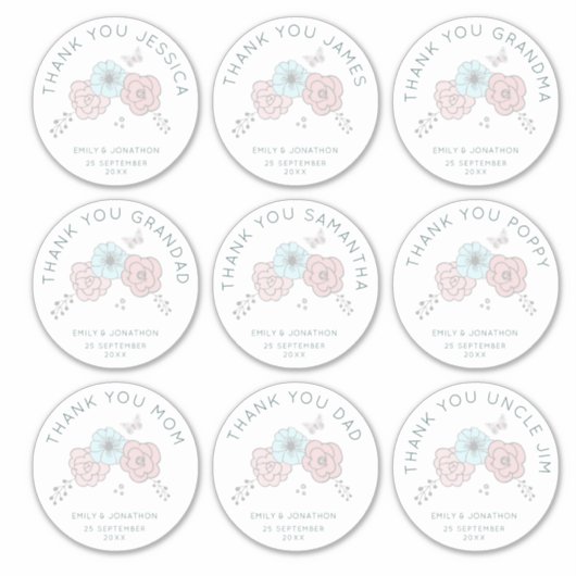 九大名感謝してい花結婚 シール (正面)