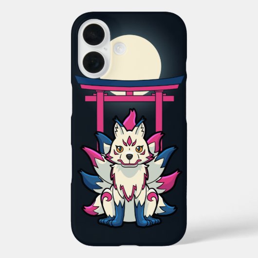 九尾の狐妖怪 キツネ 可愛いデザイン Case-Mate iPhoneケース (裏面)