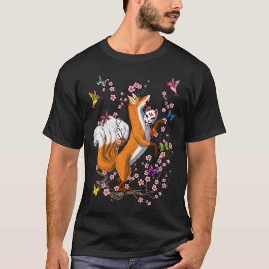 九尾の狐 キツネ Tシャツ (正面)