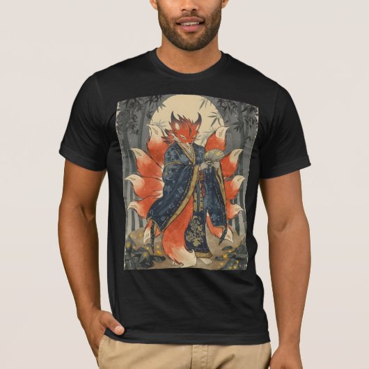 九尾の狐 | 日本の神話アート Tシャツ (正面)