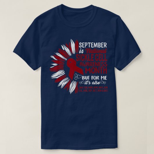 九月国立鎌形細胞認識度ブルゴーニュ Tシャツ (デザイン正面)