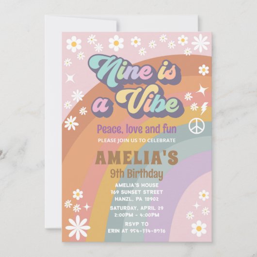 九歳は誕生日の招待状 招待状 (正面)