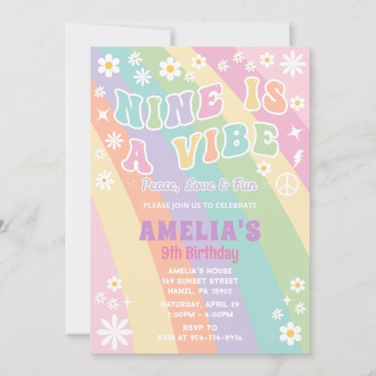 九歳は誕生日の招待状 招待状 (正面)