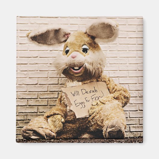 乞食バニー、ウサギのスーツ、イースターおもしろいバニー マグネット (正面)