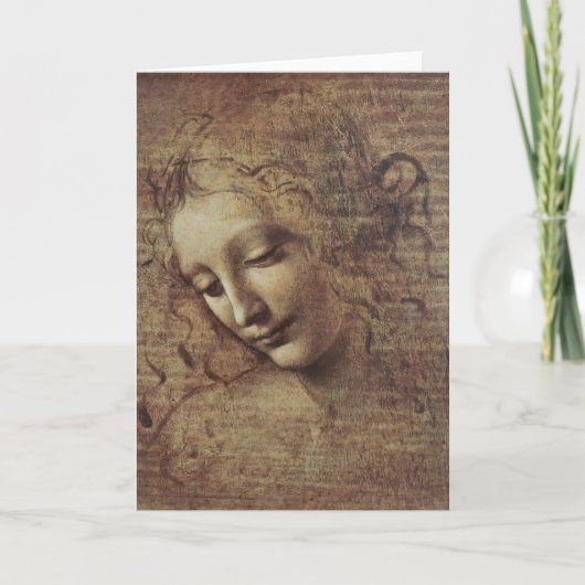 乱された毛を搭載する若い女性の頭部または、レダ カード (正面)