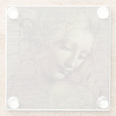 乱された毛を搭載する若い女性の頭部または、レダ ガラスコースター (裏面)