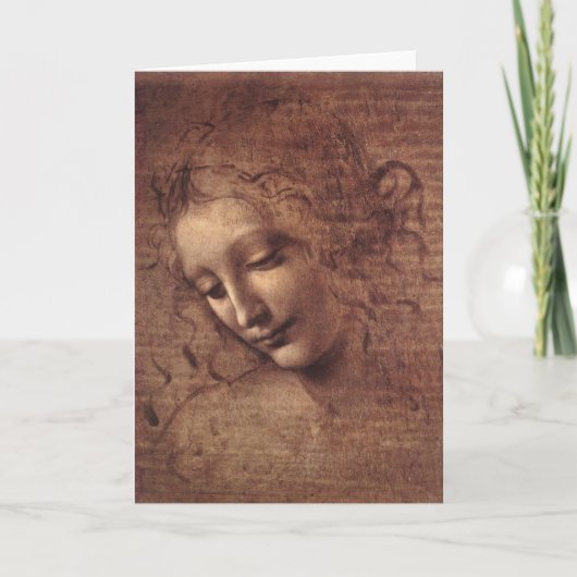 乱された毛を搭載する若い女性の頭部 カード (正面)