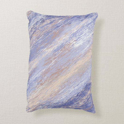 乱れた抽象的な青とベージュのペイントストローク アクセントクッション (裏面(縦))