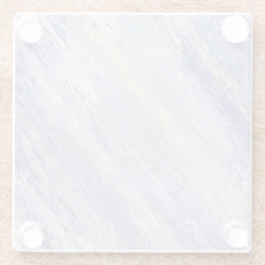 乱れた抽象的な青とベージュのペイントストローク ガラスコースター (裏面)