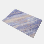 乱れた抽象的な青とベージュのペイントストローク ドアマット (アングル)