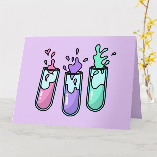 乱れた試験管 カード (黄色い花)