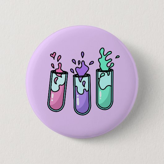 乱れた試験管 缶バッジ (正面)