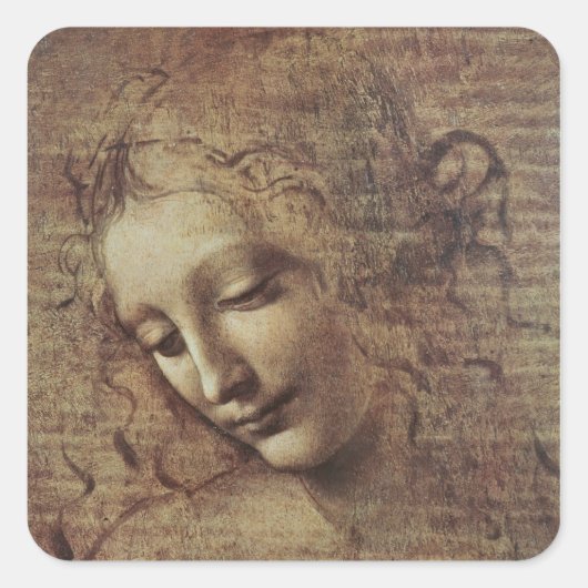 乱れた髪の若い女性の頭か、レダ スクエアシール (正面)