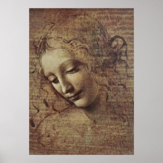 乱れた髪の若い女性の頭か、レダ ポスター (正面)