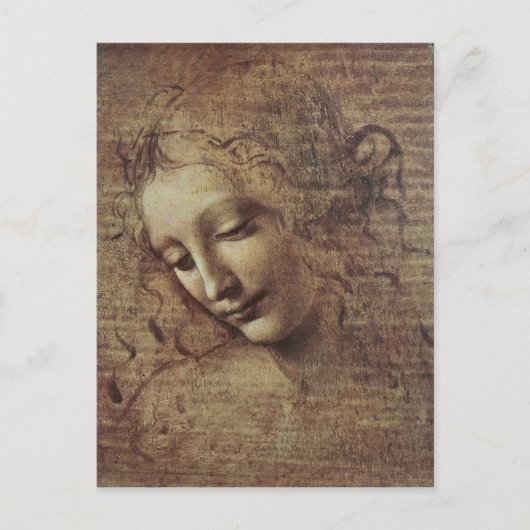 乱れた髪の若い女性の頭か、レダ ポストカード (正面)