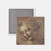 乱れた髪の若い女性の頭か、レダ マグネット (正面/裏面)