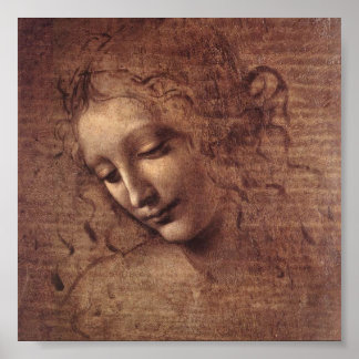 乱れた髪の若い女性の頭(Leda) ポスター