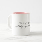 乱暴に可能芸術のマグ決していかに忘れないで下さい ツートーンマグカップ (正面左)