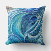 乱気流の流れ海の抽象芸術アート クッション (正面)